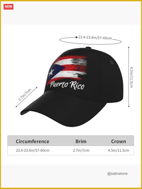 Puerto Rico Flag Baseball Cap - Adjustable Strapback, Polyester Twill main image 6